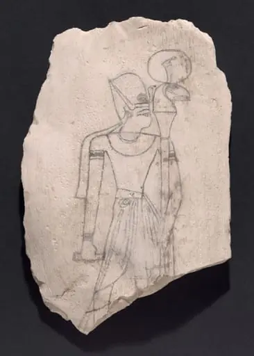 Ostracon with a Drawing of a King, by Ancient Egyptian