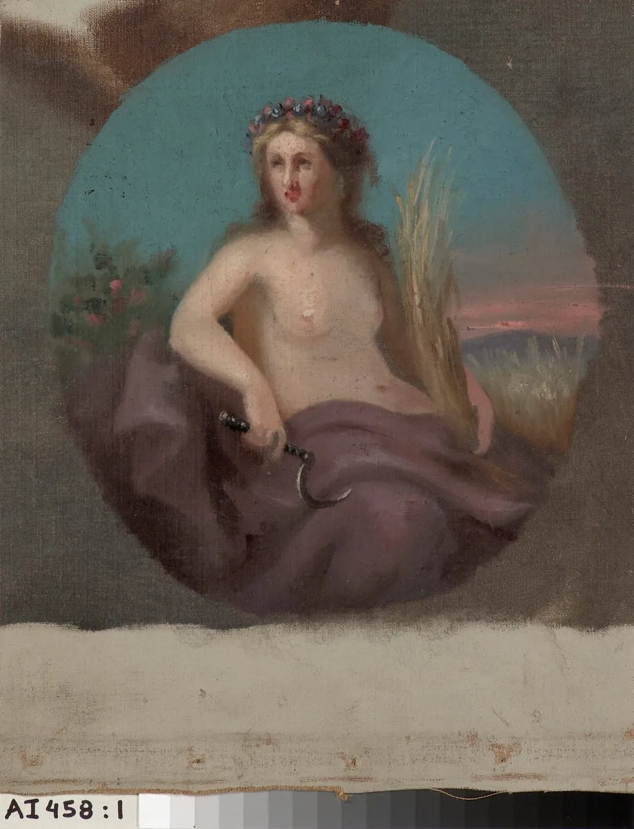 Elonkorjuun jumalatar Demeter, by Anders Ekman, unspecified, 1854