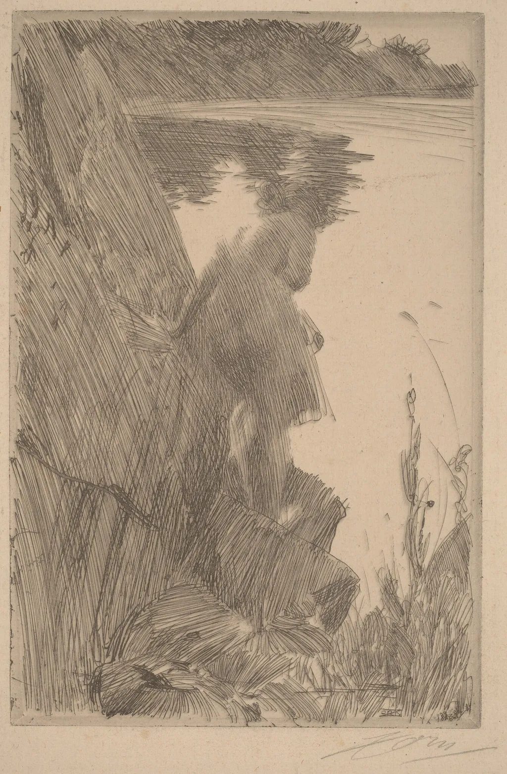 Bather III (Baigneuse de Dos), by Anders Zorn, ink, 1896