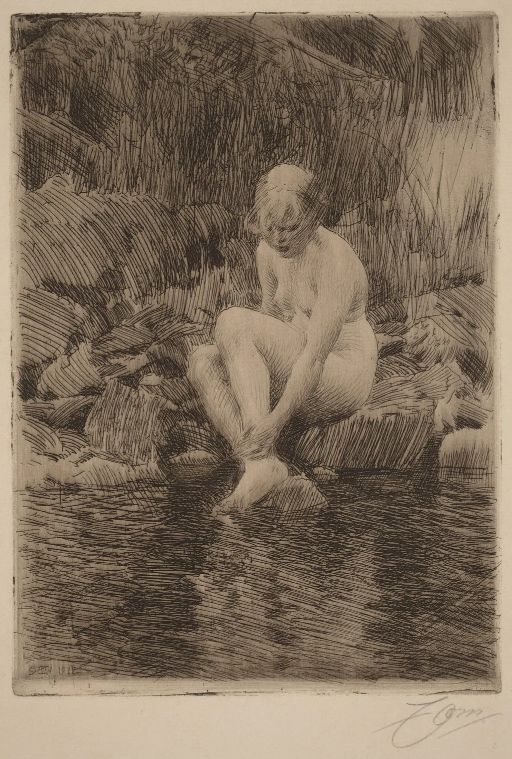 Dagmar, by Anders Zorn, ink, 1912