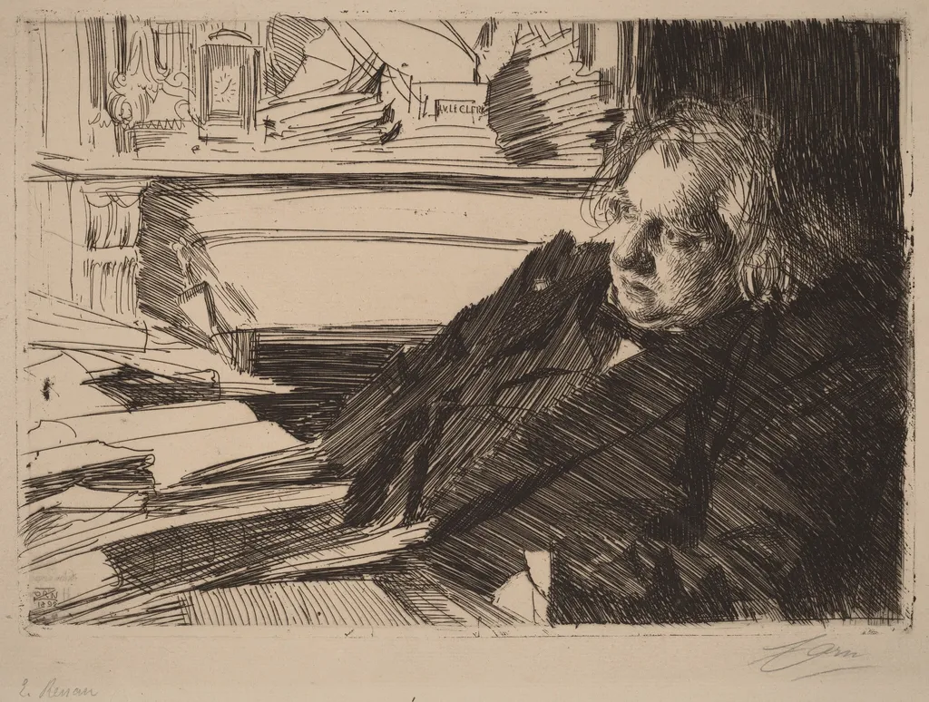 Ernest Renan, by Anders Zorn, ink, 1892