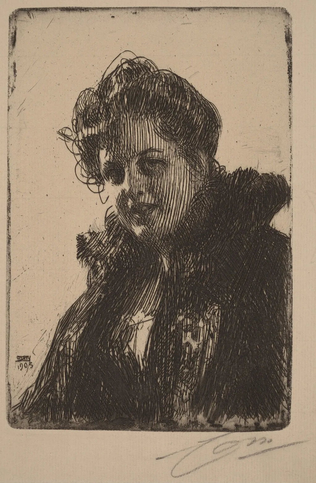 Mrs. Granberg, by Anders Zorn, ink, 1903