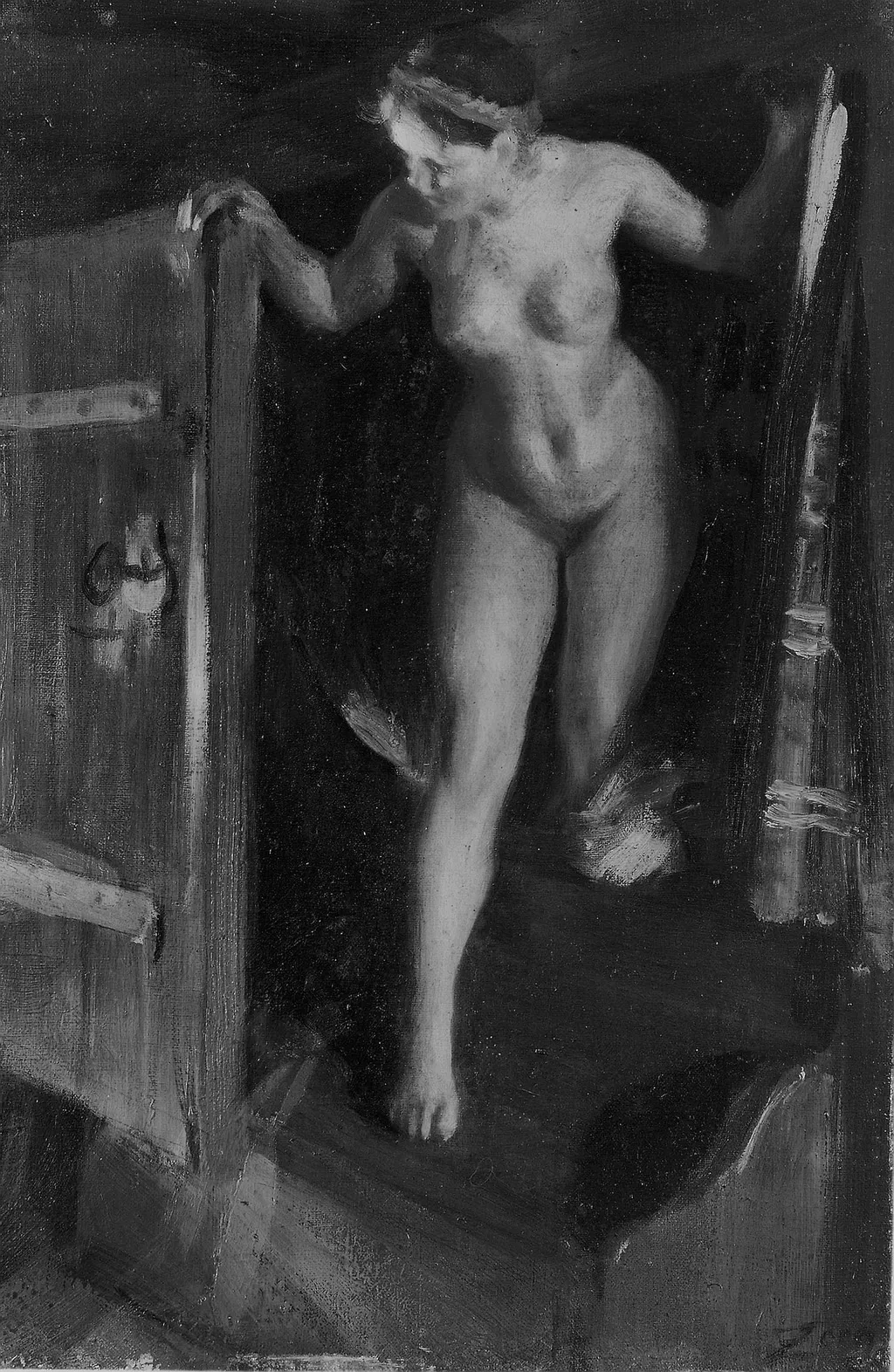 Nude Girl in Doorway, by Anders Zorn, oil, 1900