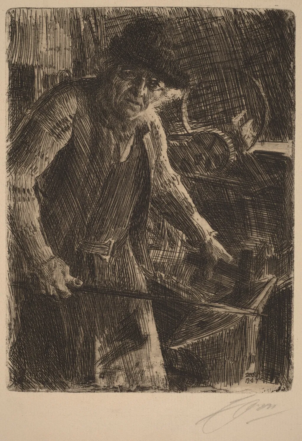 The Master-Smith, by Anders Zorn, ink, 1907