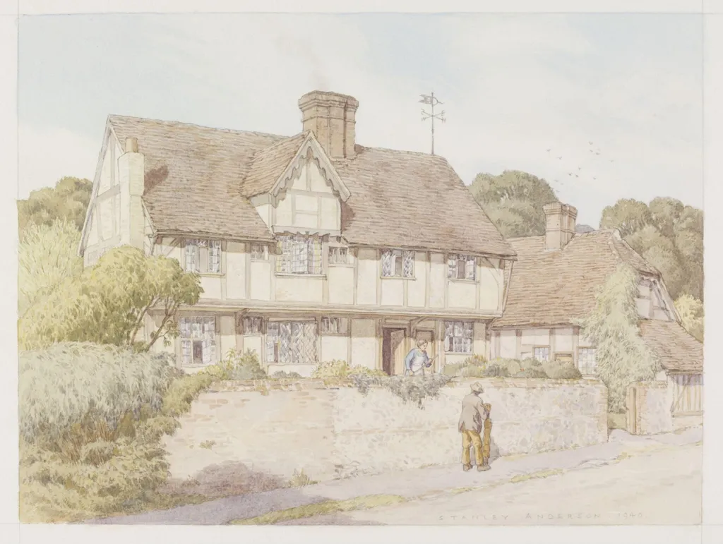 An old Quaker Meeting House, Hedgerley Village, by Anderson, watercolor, 1940