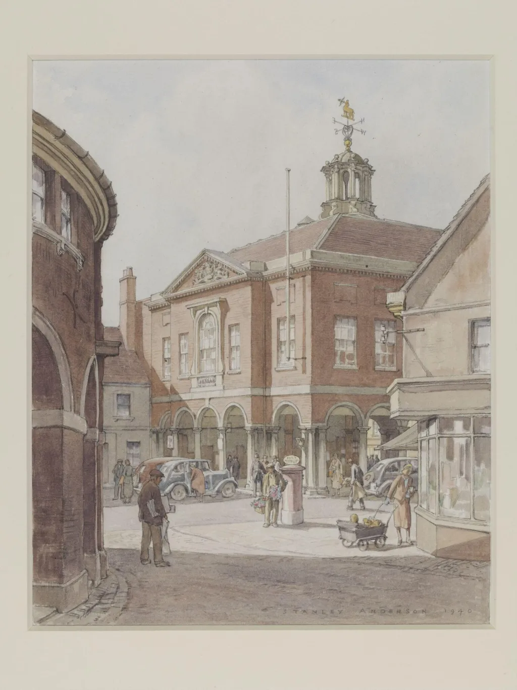 Guildhall, High Wycombe, by Anderson, watercolor, 1940