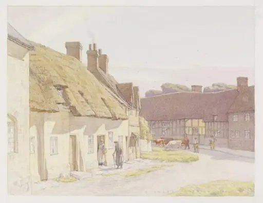 Old Cottages, Long Crendon, by Anderson