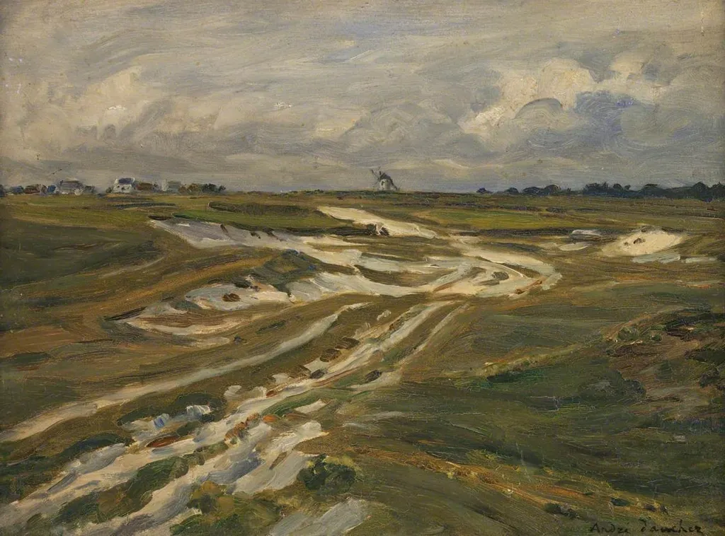 Landscape with Mill, by André Dauchez, oil, 1940
