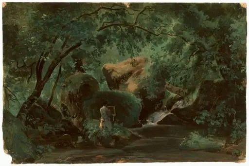Forest Interior with a Painter, Civita Castellana, by André Giroux