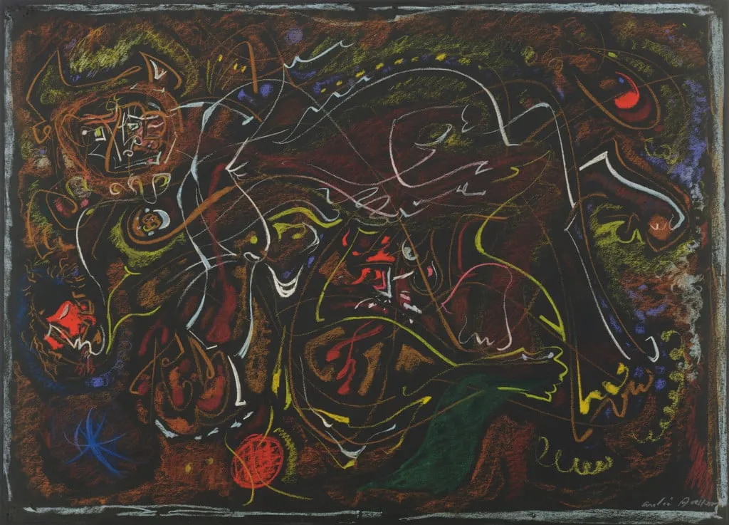Untitled, by André Masson, pastel, 1945
