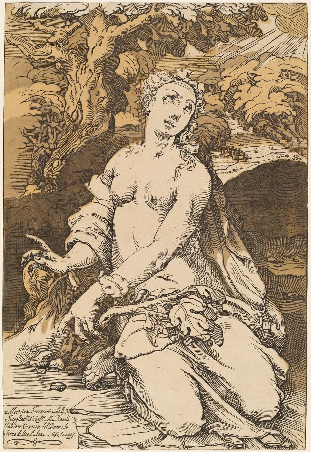 Eve, by Andrea Andreani, ink, 1587