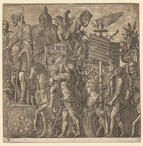 The Triumph of Julius Caesar: Colossal Statues and Siege Equipment, by Andrea Andreani