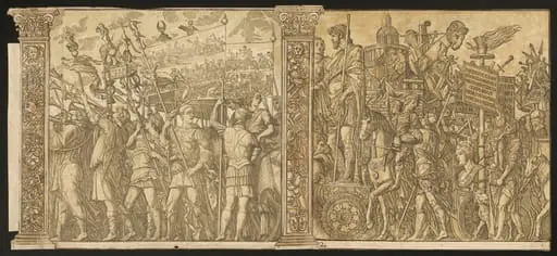 The Triumph of Julius Caesar [no.1 and 2 plus 2 columns], by Andrea Andreani