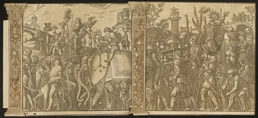 The Triumph of Julius Caesar [no.5 and 6 plus 2 columns], by Andrea Andreani