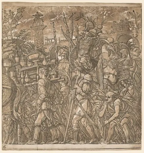 The Triumph of Julius Caesar: Soldiers Carrying Vases and Trophies of War, by Andrea Andreani