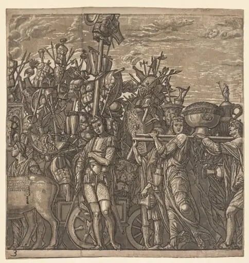 The Triumph of Julius Caesar: Soldiers Marching with Trophies of War, by Andrea Andreani