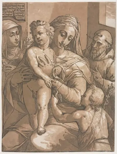 Virgin and Child with St. John, St. Catherine of Siena and St. Francis, by Andrea Andreani