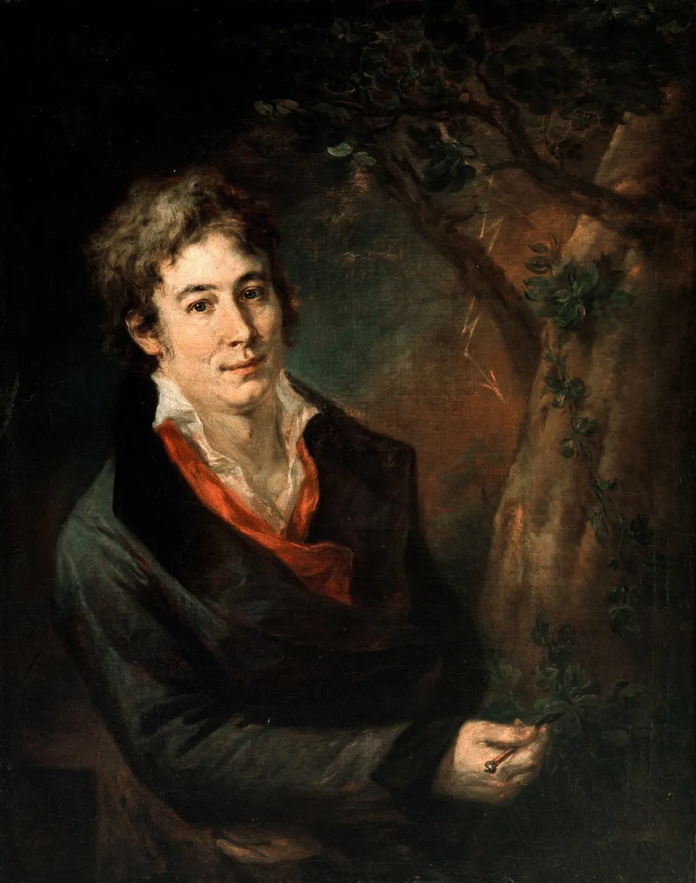 Portrait of Ugo Foscolo, italian poet (1778-1827), by Andrea Appiani, oil, 1801