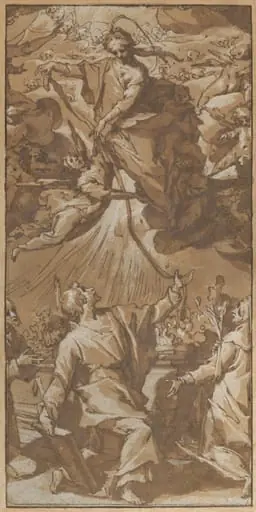 The Virgin Giving the Girdle to Saint Thomas, between Saints Francis and Catherine of Siena, by Andrea Boscoli