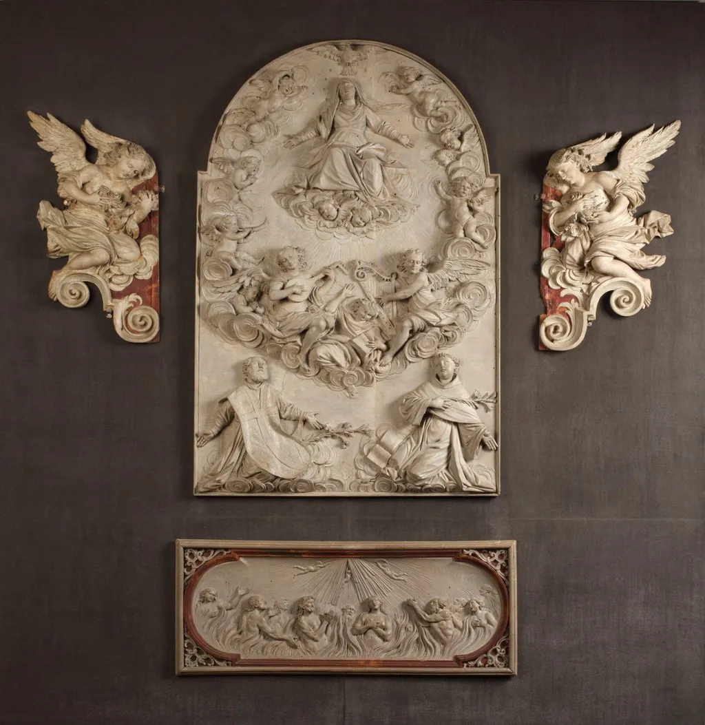 The Assumption of the Virgin with saints and angels, by Andrea Brustolon, 1722