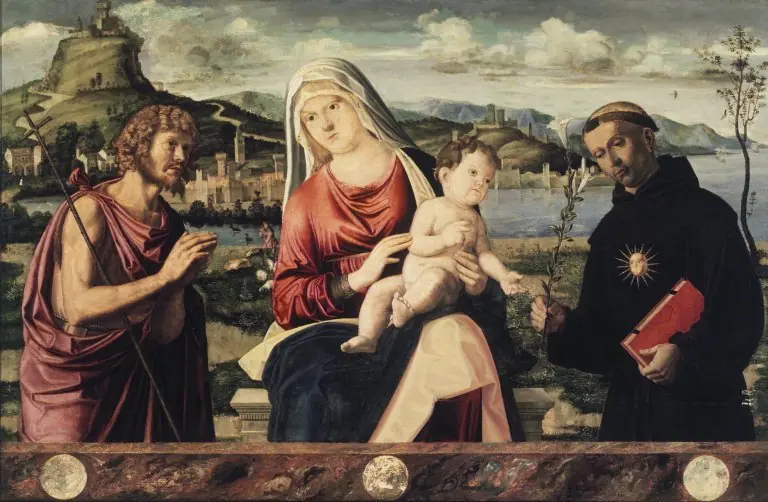 Madonna and Child with Saints John the Baptist and Nicholas of Tolentino, by Andrea Busati