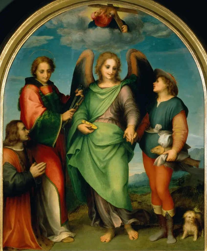 Archangel Raphael with Tobias, St. Laurentius and the donor Leonardo di Lorenzo Morelli, by Andrea del Sarto