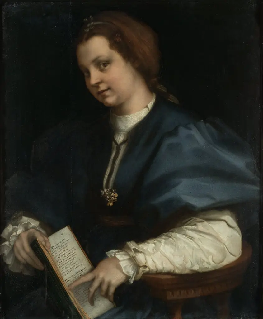 Lady with a book of Petrarch's rhyme, by Andrea del Sarto