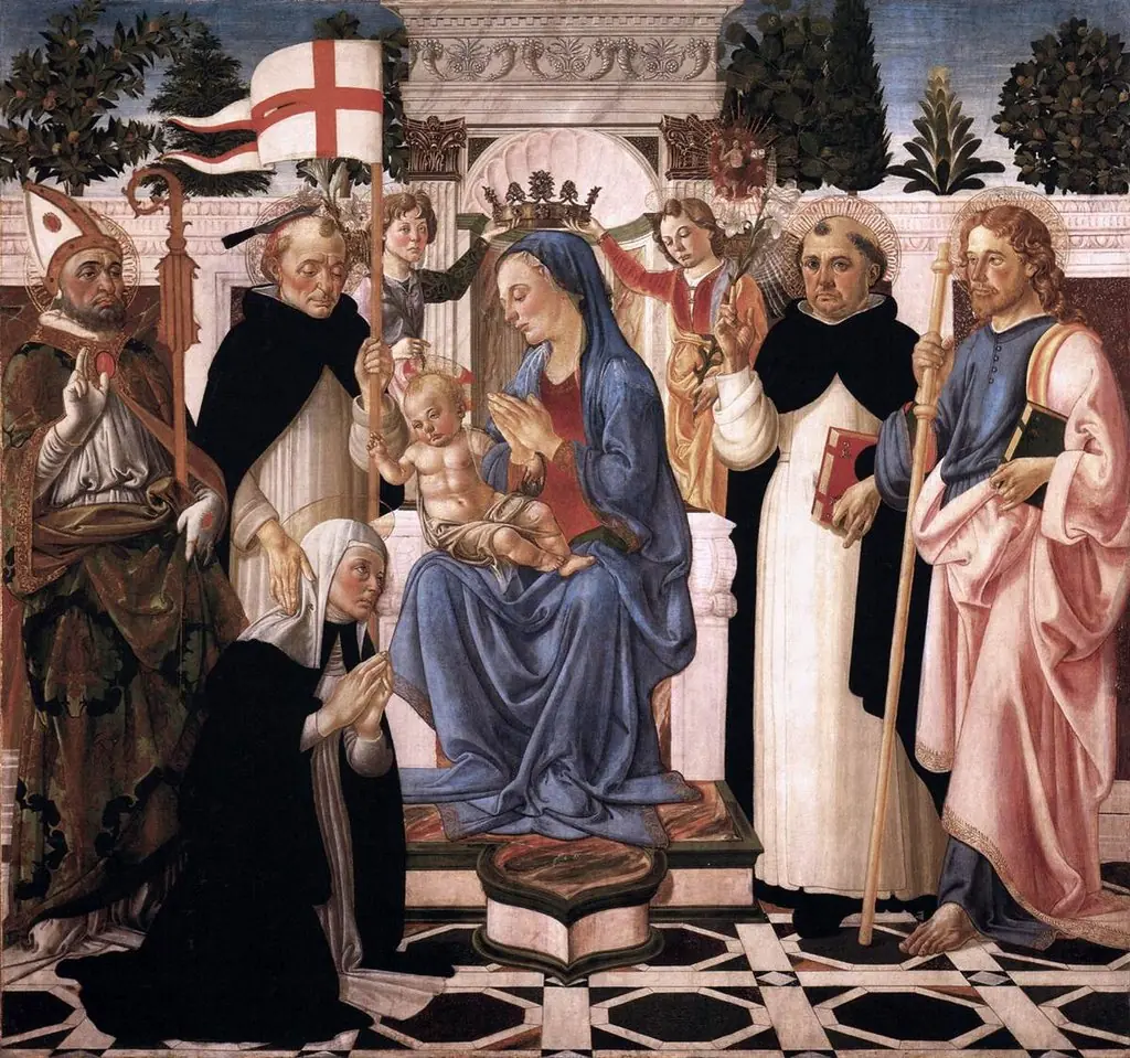 Madonna and Child with Five Saints and Two Angels, by Andrea del Verrocchio