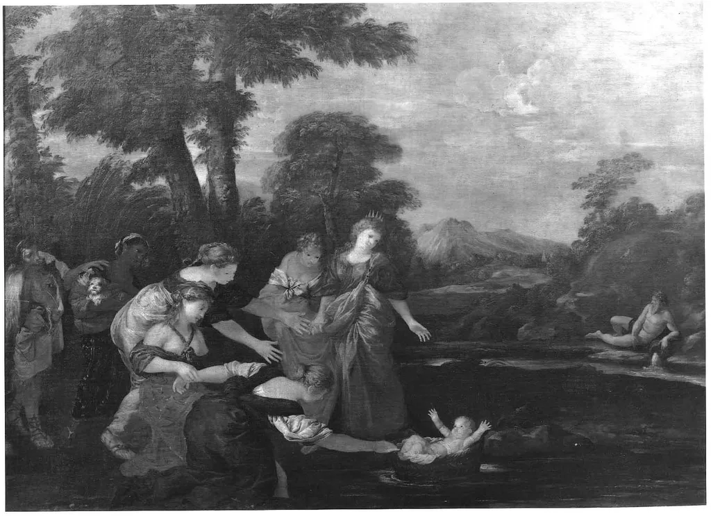 Moses Saved from the Waters, by Andrea di Leone, oil, 1657