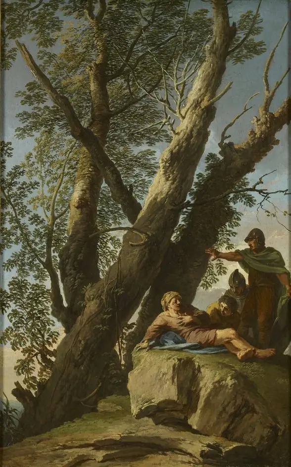 Landscape with a wounded Bandit and other Figures, by Andrea Locatelli