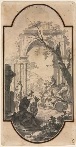 Triumphal Arch and Figures, by Andrea Locatelli