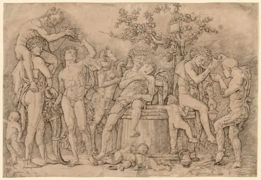 Bacchanal with a Wine Vat, by Andrea Mantegna
