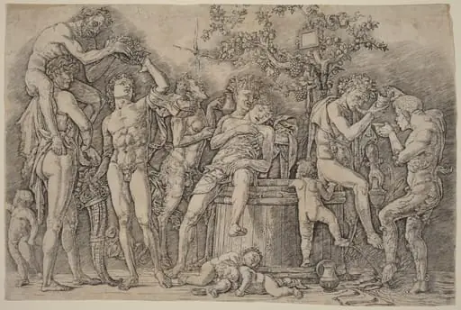 Bacchanal with a Wine Vat, by Andrea Mantegna