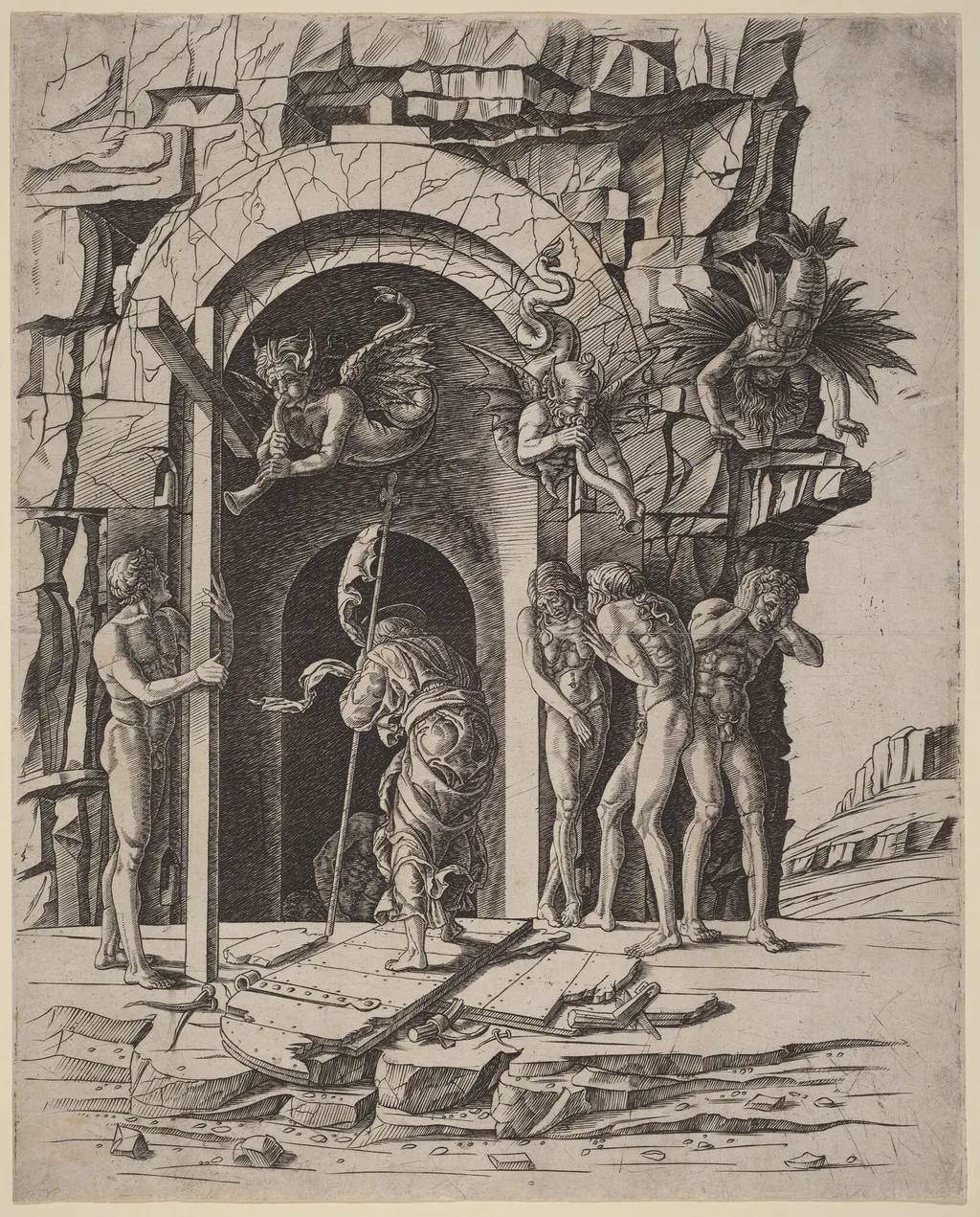 Descent into Limbo, by Andrea Mantegna, ink, 1475