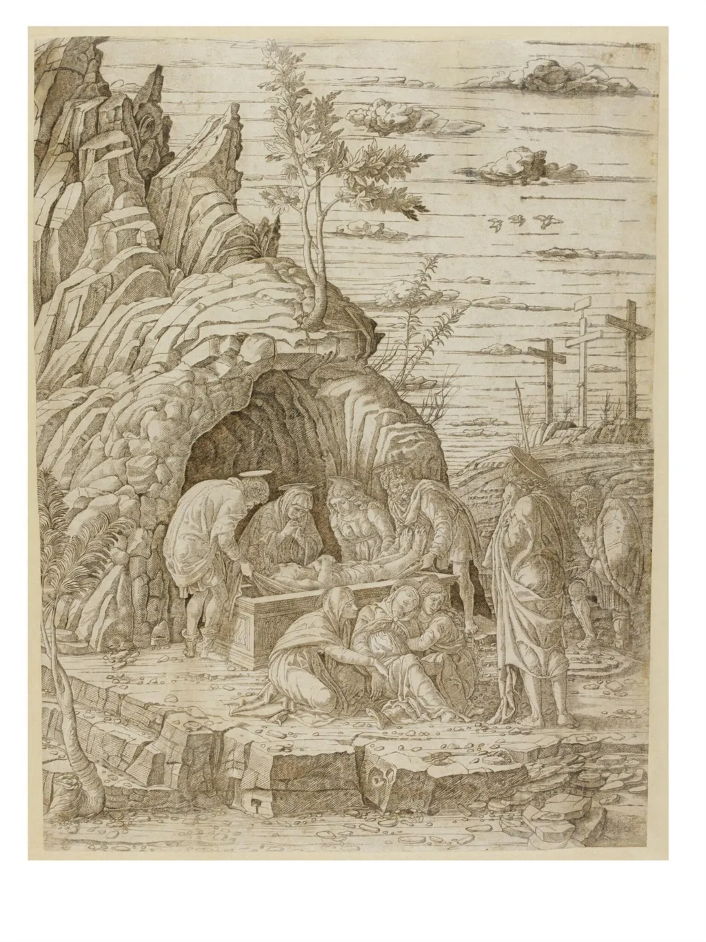 Entombment with Three Birds, by Andrea Mantegna, 1450