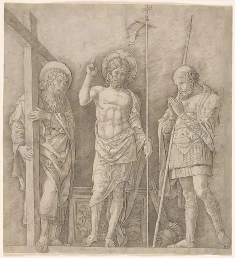 The Risen Christ Between Saints Andrew and Longinus, by Andrea Mantegna