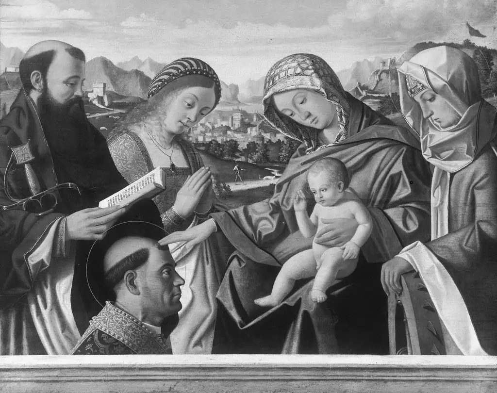 Mary with the child and four saints, by Andrea Previtali