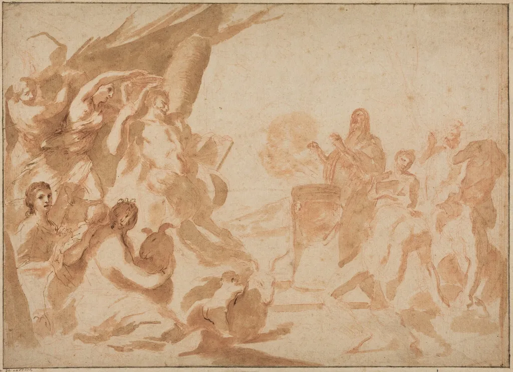 A Sacrifice to Pan, by Andrea Sacchi, ink, 1634