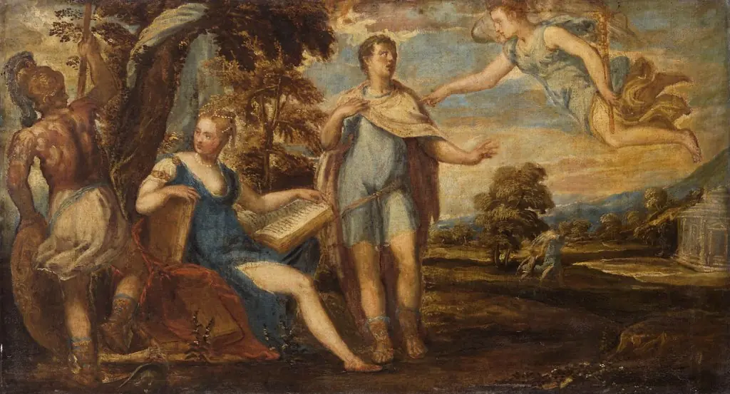 Aeneas called away from Dido, by Andrea Schiavone