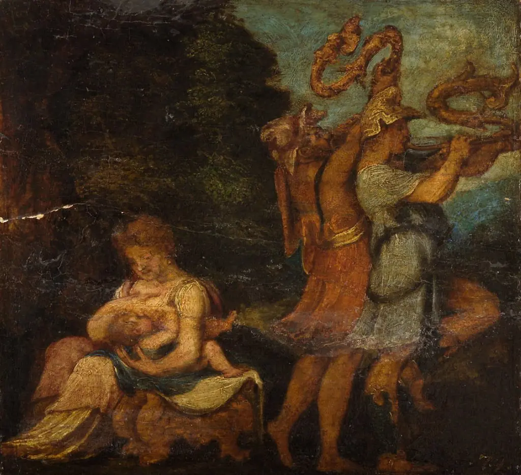 Jupiter nurtured by Amalthea, by Andrea Schiavone