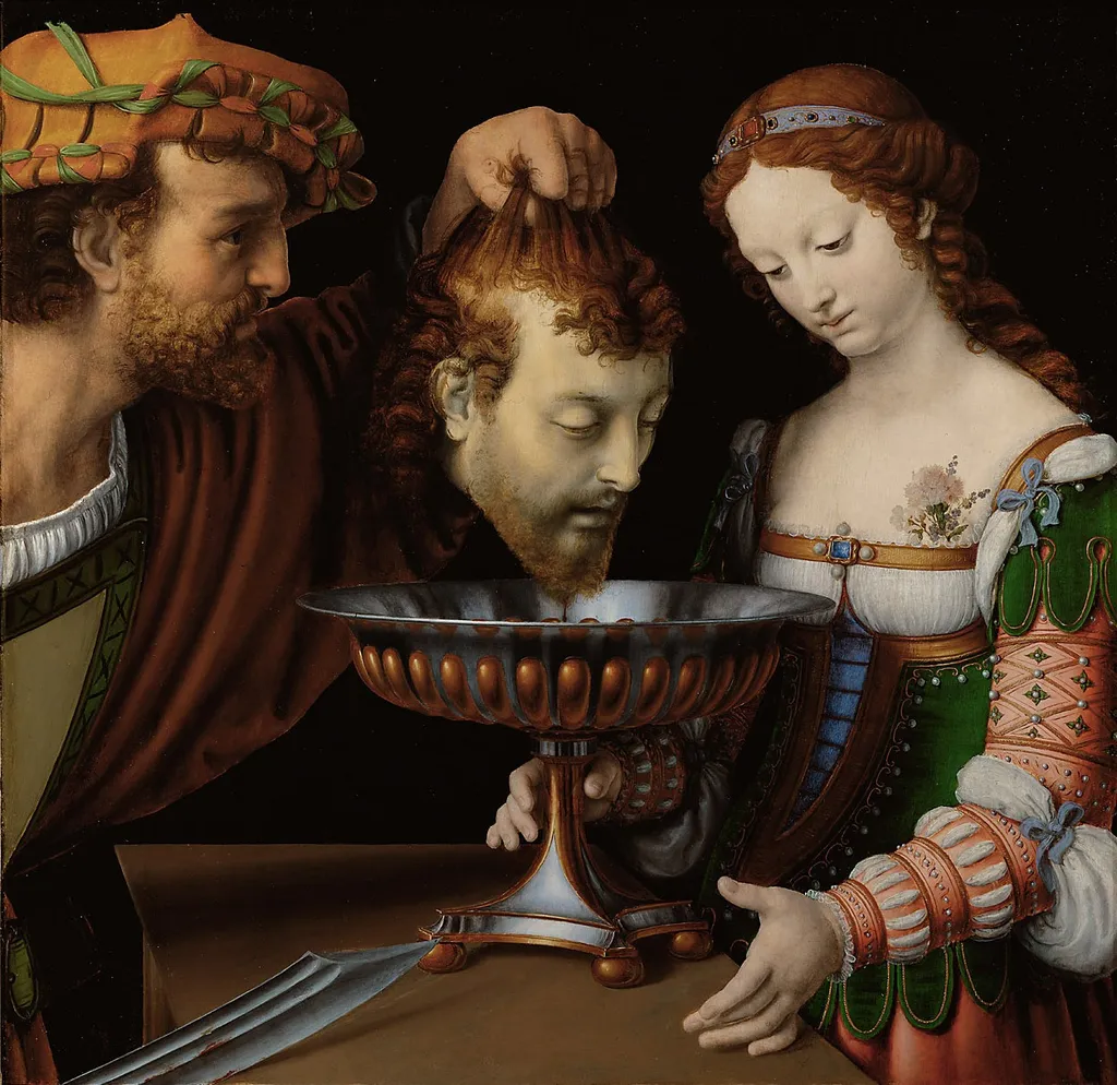 Salome with John the Baptist's head, by Andrea Solari, oil, 1522