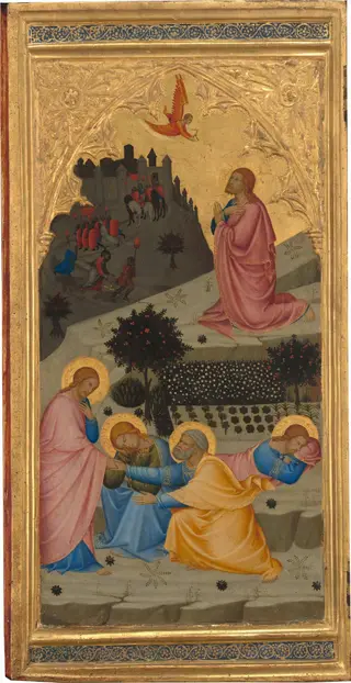 Scenes from the Passion of Christ: The  Agony in the Garden [left panel], by Andrea Vanni