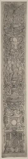 Ornament Panel: Griffins and Two Cupids Crossing Halberds, by Andrea Zoan