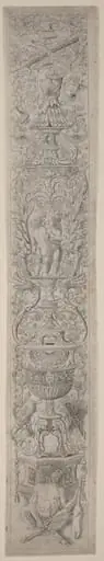 Ornament Panel: Satyr Holding a Violin, by Andrea Zoan