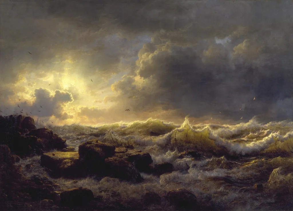 Clearing Up, Coast of Sicily, by Andreas Achenbach, oil, 1847