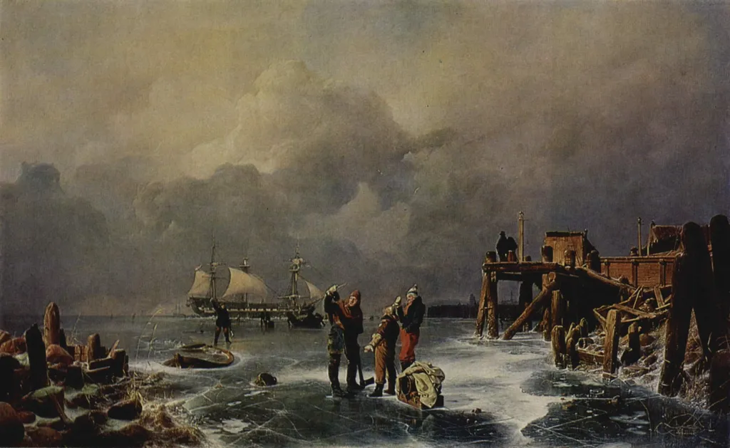 Shore of the Frozen Sea (Winter Landscape), by Andreas Achenbach, oil, 1839