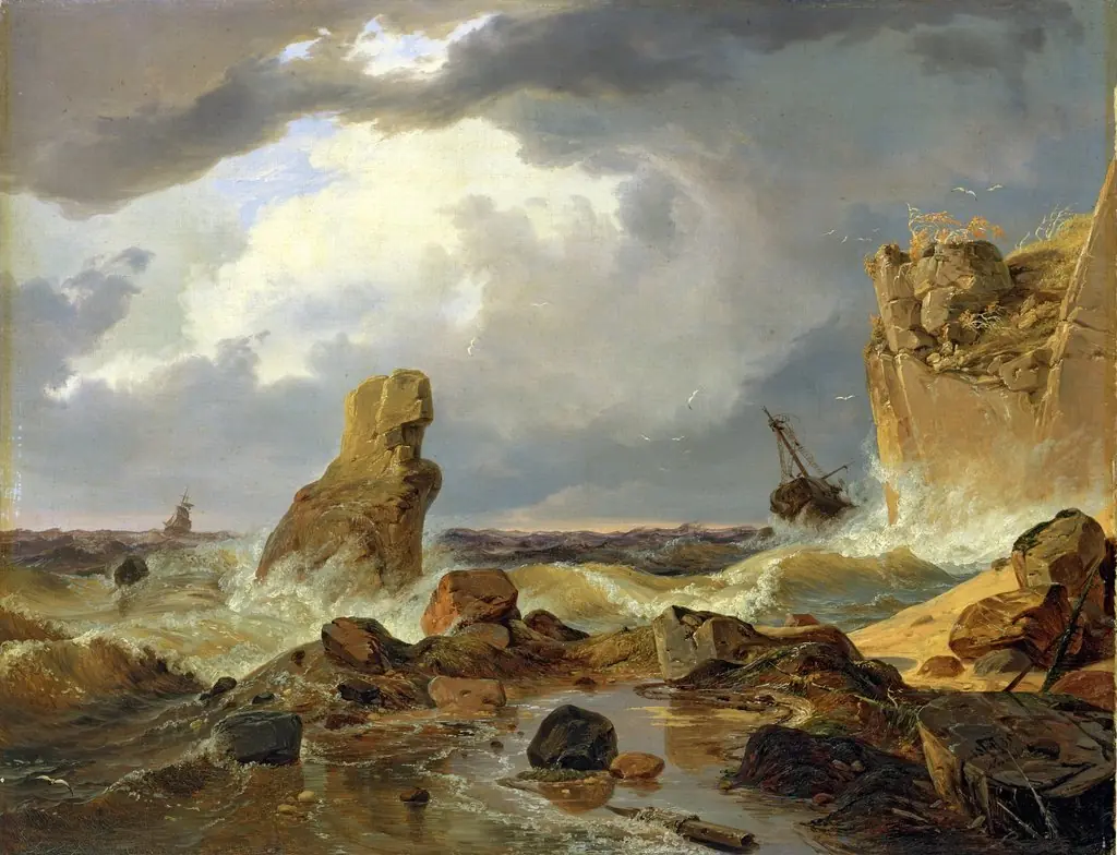 Surf on a Rocky Coast, by Andreas Achenbach