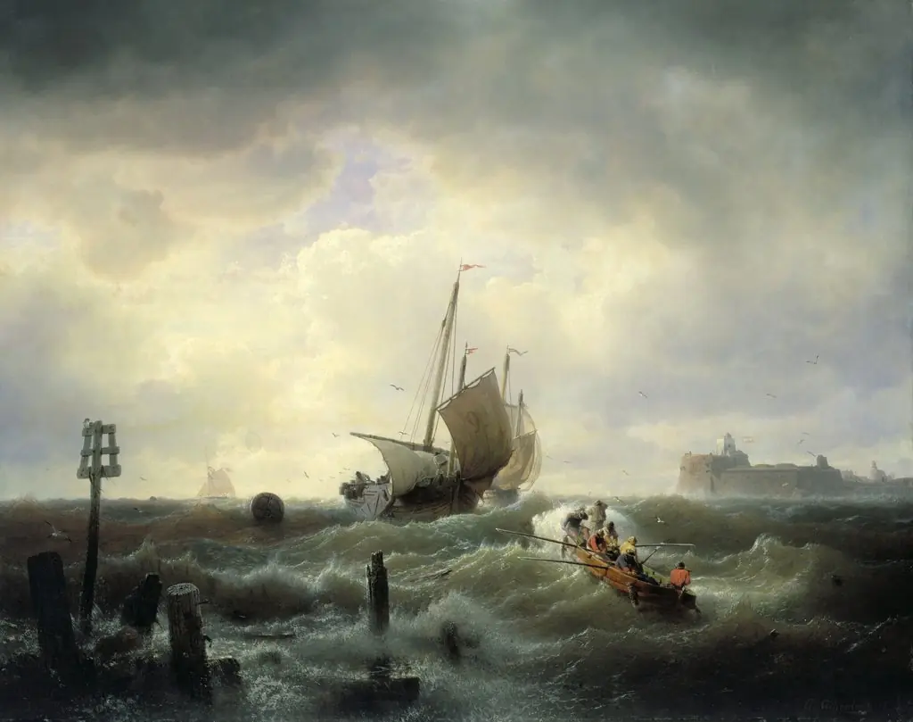The Entrance to the Harbour at Hellevoetsluys, by Andreas Achenbach