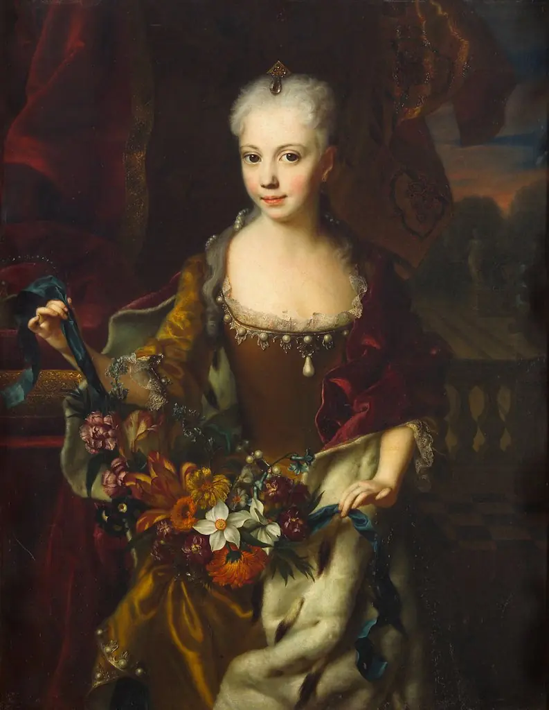 Erzherzogin Maria Anna (1718-1744), Tochter von Karl VI. im Alter von neun Jahren, Kniestück, by Andreas Møller