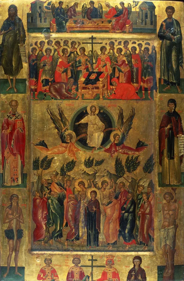Ascension of Christ with the Hetoimasia, by Andreas Ritzos